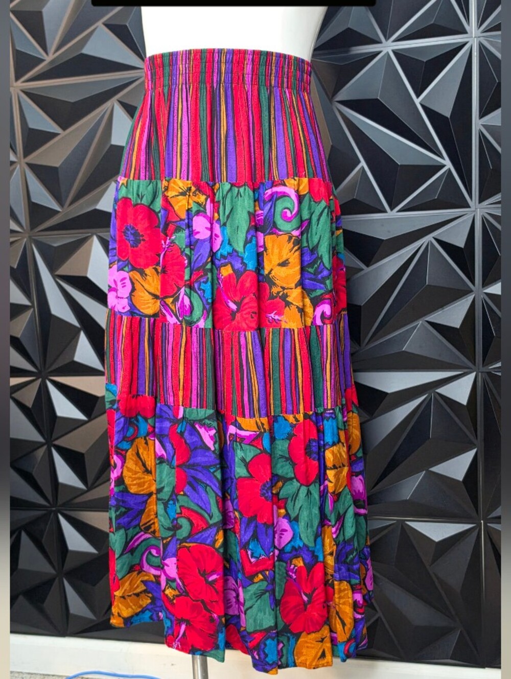 Boho Floral Tiered Maxi Skirt - Multicolor